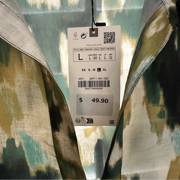 Zara V-Neck Tunic blouse long sleeve NWT - Picture 7 of 8